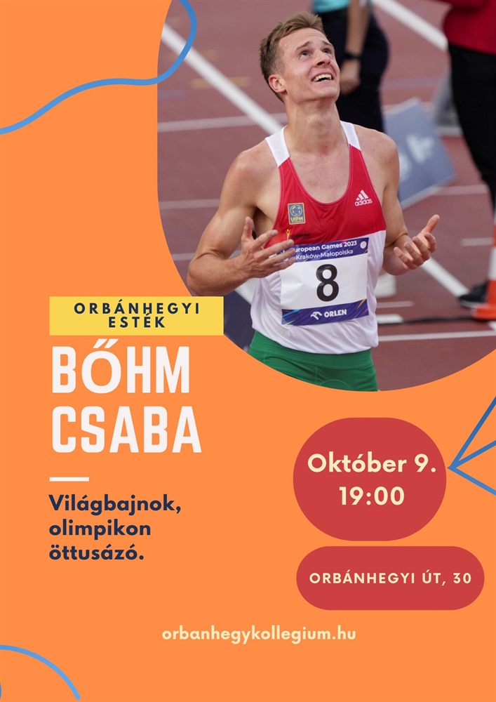 Orbánhegyi Esték – Bőhm Csaba beszélgetésének plakátja